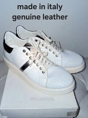 Joy E Italian leather sneakers white & silver EU 40 US 9 made in Italy